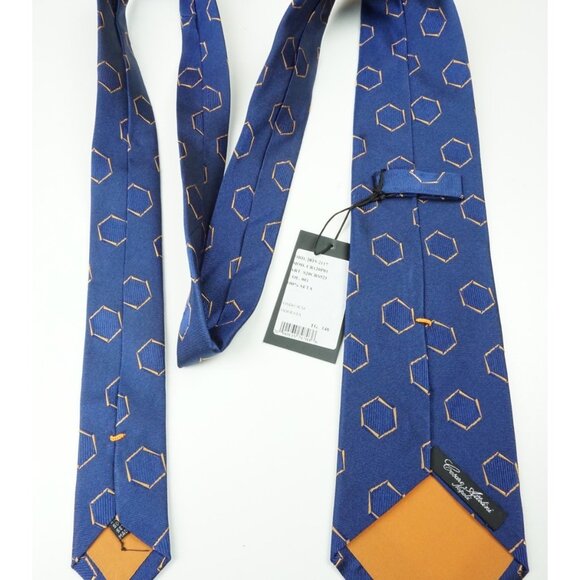 Cesare Attolini Cobalt Blue Lemon Yellow Geometric 100% Silk Tie BRAND NEW - Picture 4 of 5